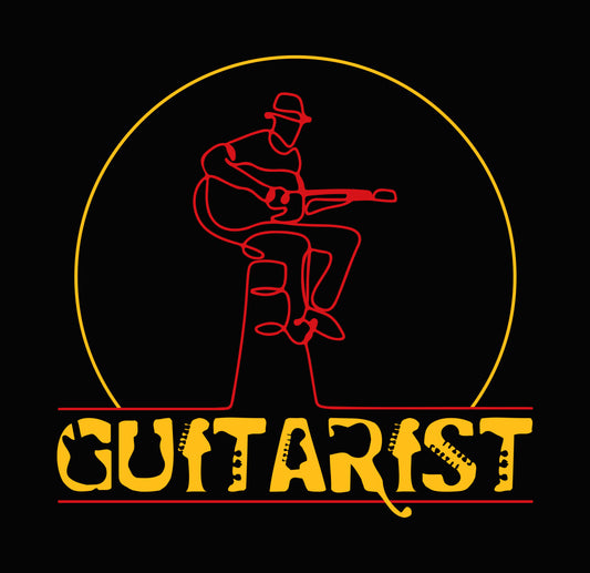 Guitarist Line Art DTF Transfer
