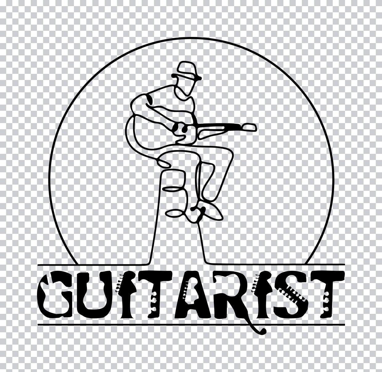 Minimalist Guitarist Silhouette DTF Transfer