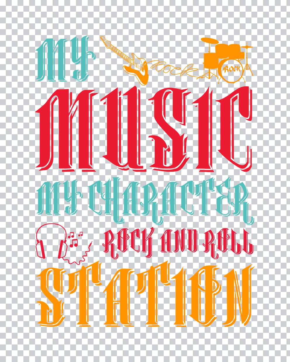 Colorful My Music My Character DTF Transfer
