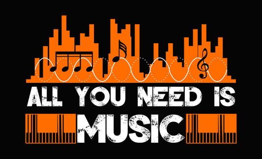 Musical Soundwave and Piano Keys DTF Transfer