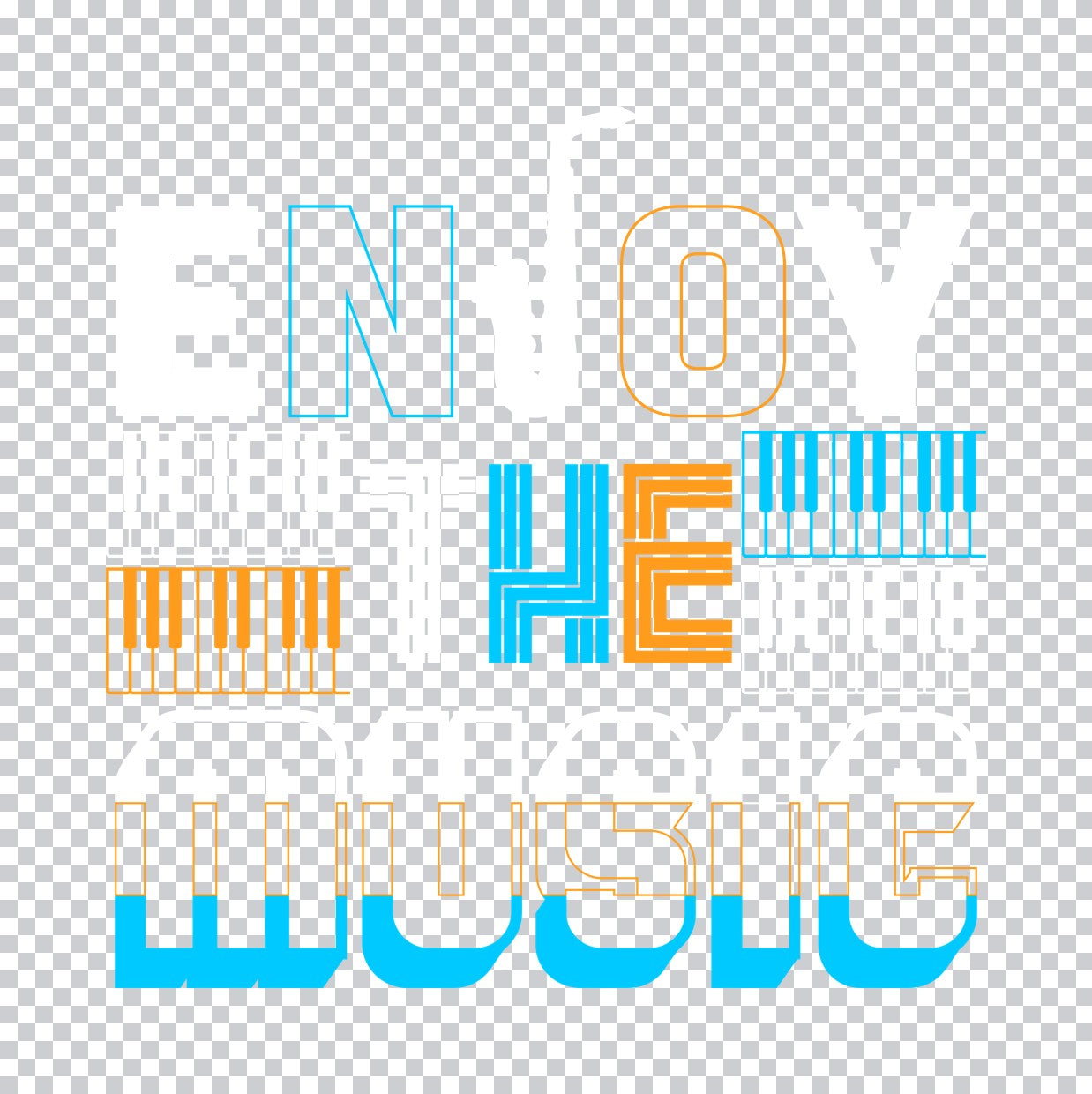 Piano Keyboard Music Typography DTF Transfer
