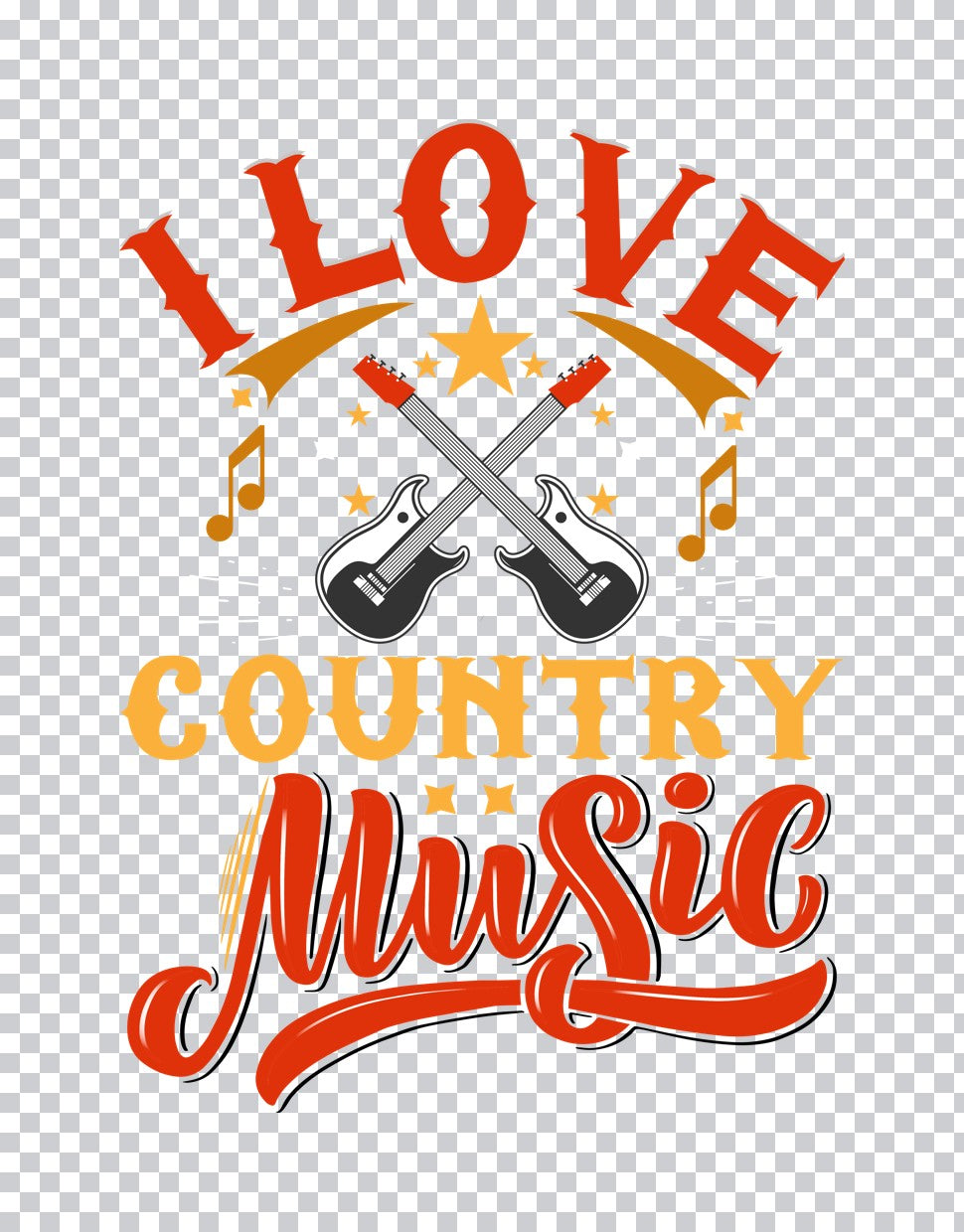 I Love Country Music DTF Transfer