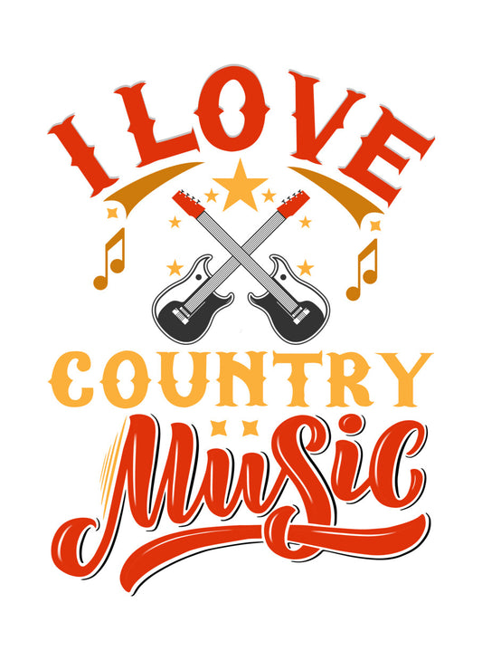 I Love Country Music DTF Transfer