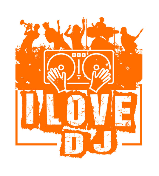 I Love DJ Music Graphic DTF Transfer