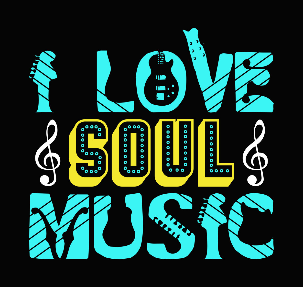 I Love Soul Music Guitar DTF Transfer