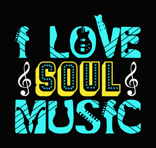 I Love Soul Music Guitar DTF Transfer