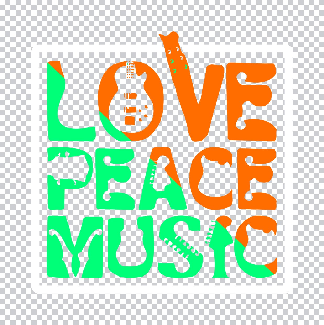Love Peace Music Guitar DTF Transfer