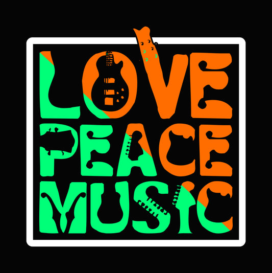 Love Peace Music Guitar DTF Transfer