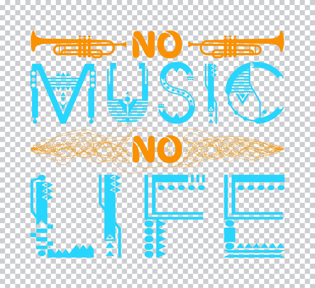 No Music No Life Trumpet DTF Transfer