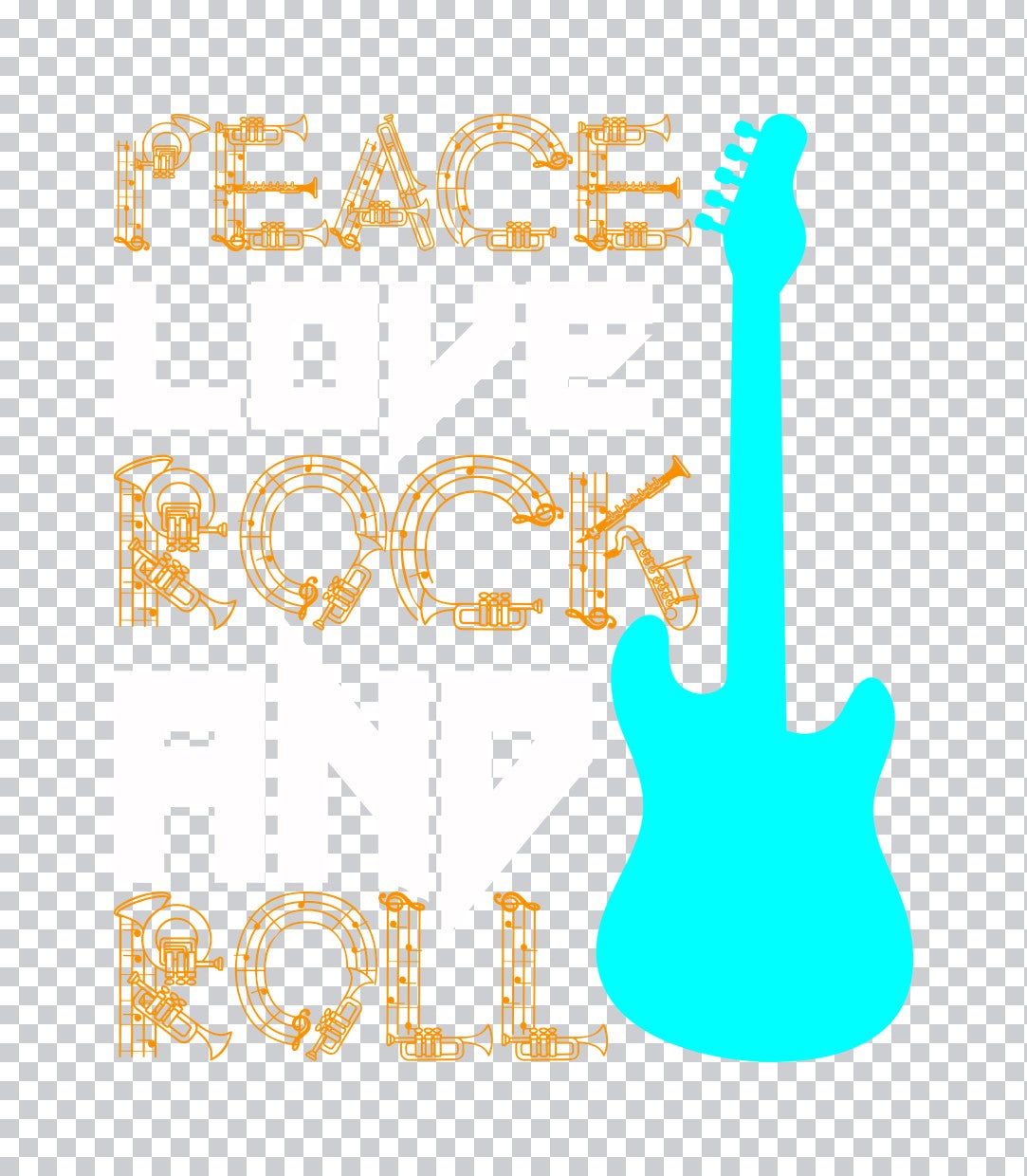 Peace Love Rock And Roll DTF Transfer