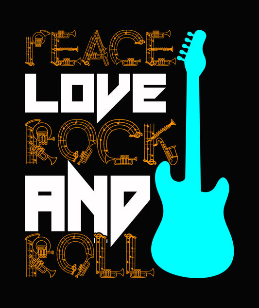 Peace Love Rock And Roll DTF Transfer