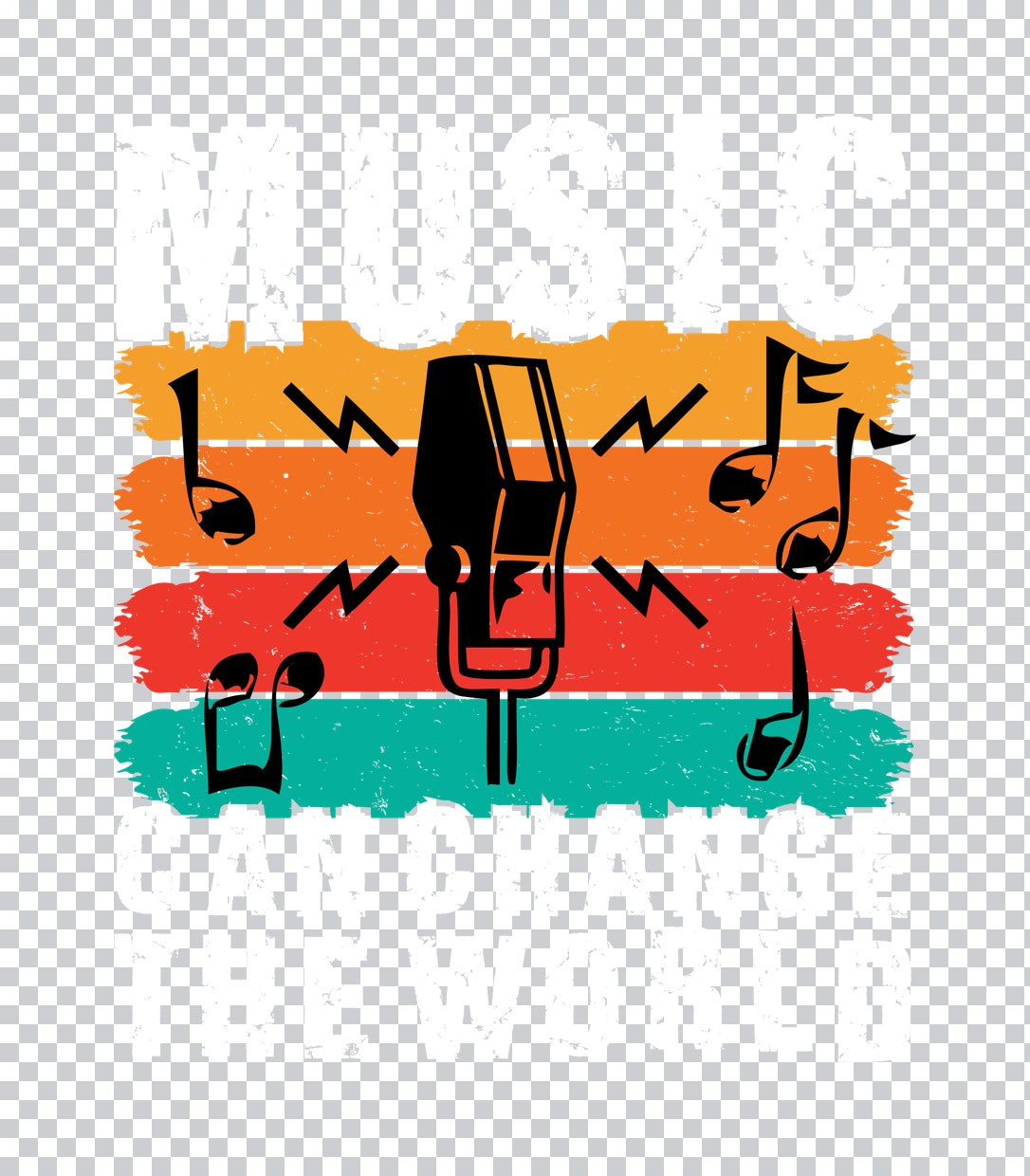 Vintage Microphone And Music Notes DTF Transfer