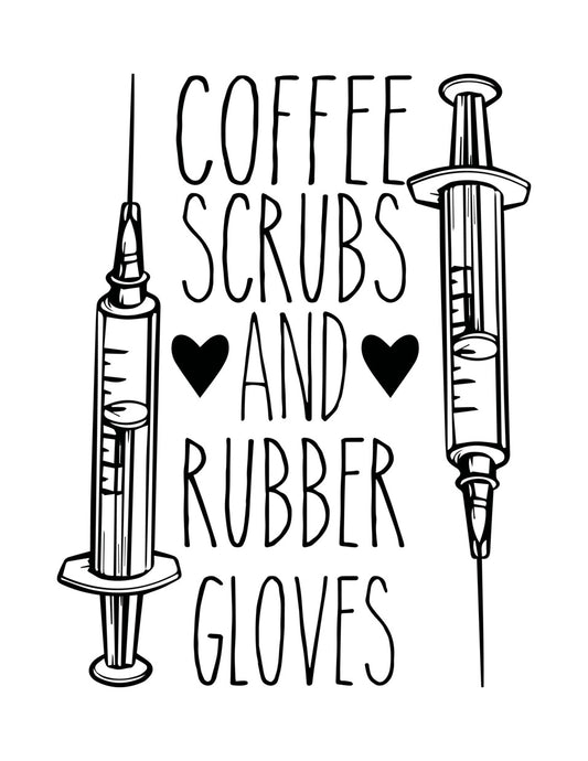 Coffee Scrubs And Rubber Gloves DTF Transfer