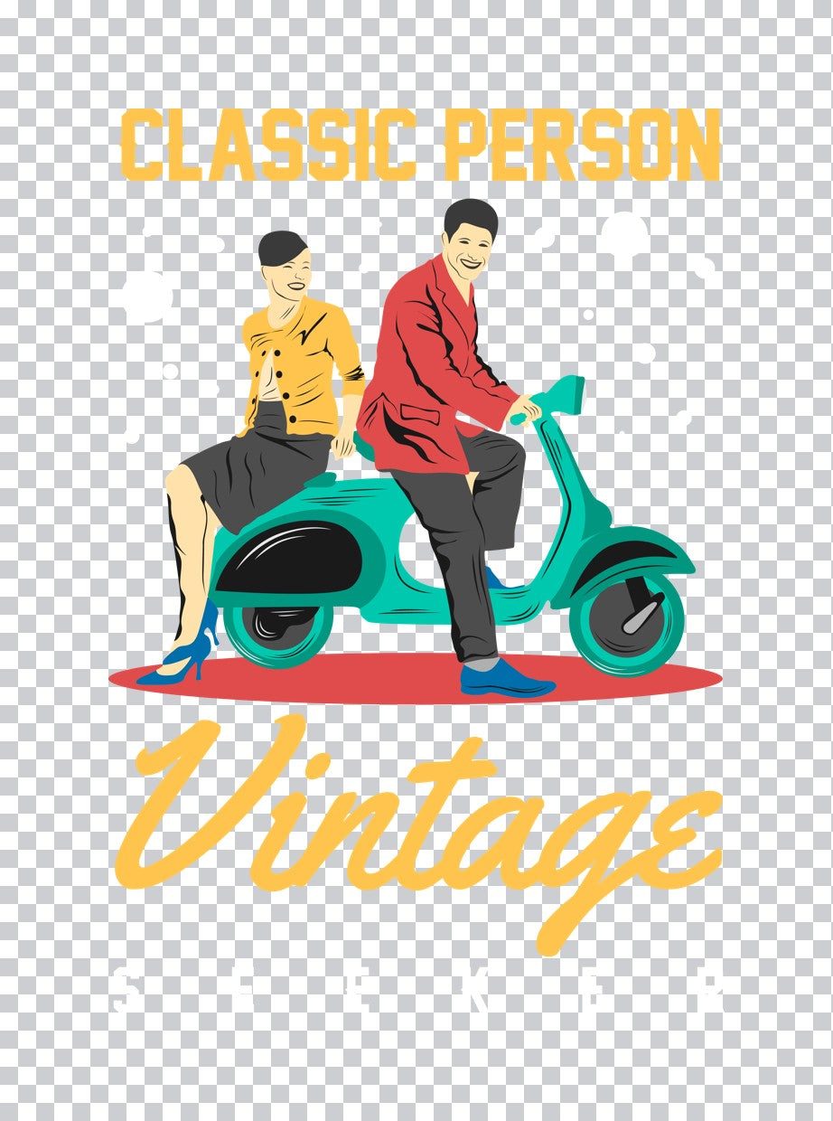 Classic Vintage Scooter Couple DTF Transfer
