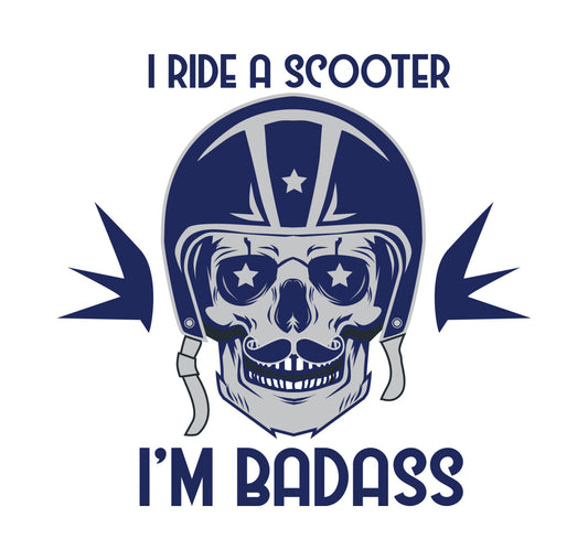 Badass Scooter Rider Skull DTF Transfer