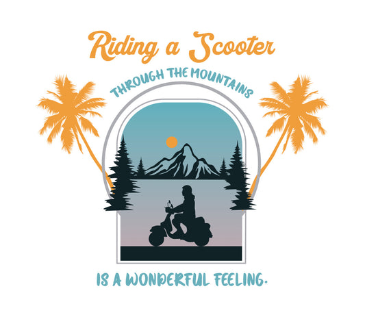 Mountain Scooter Adventure DTF Transfer