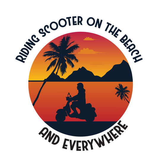 Sunset Beach Scooter DTF Transfer
