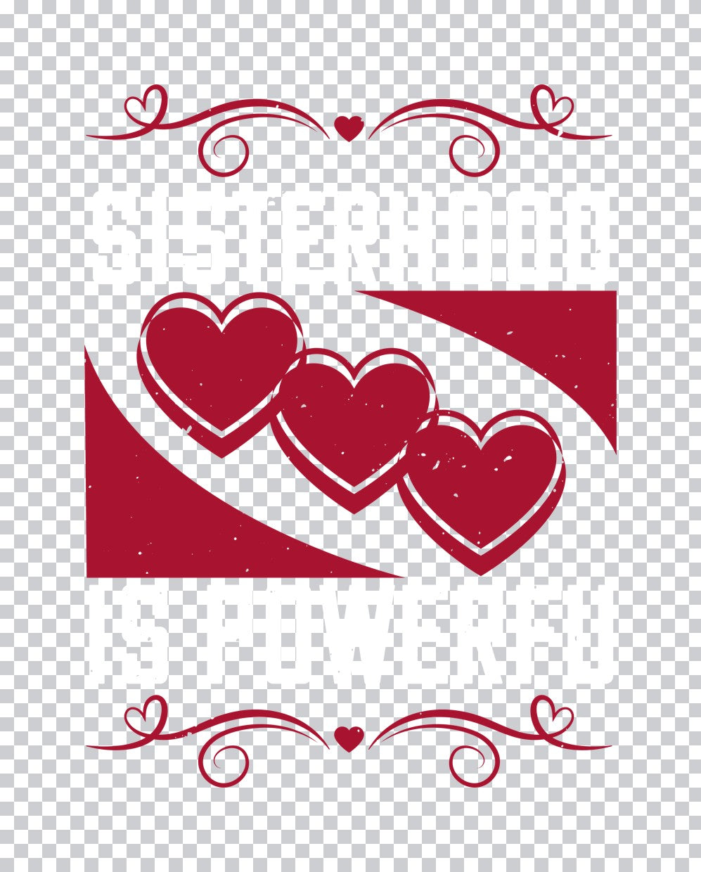 Red Hearts and Swirls Decorative DTF Transfer