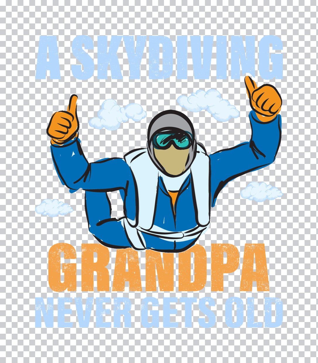 Skydiving Grandpa Thumbs Up DTF Transfer