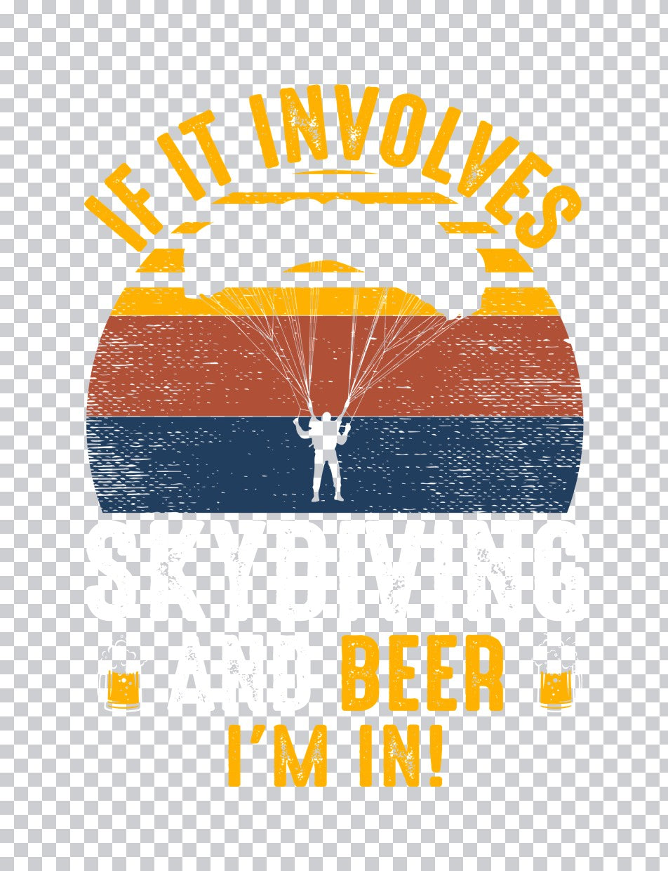 Retro Skydiving and Beer DTF Transfer