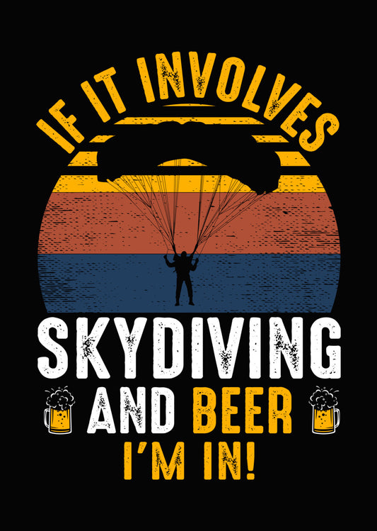 Retro Skydiving and Beer DTF Transfer