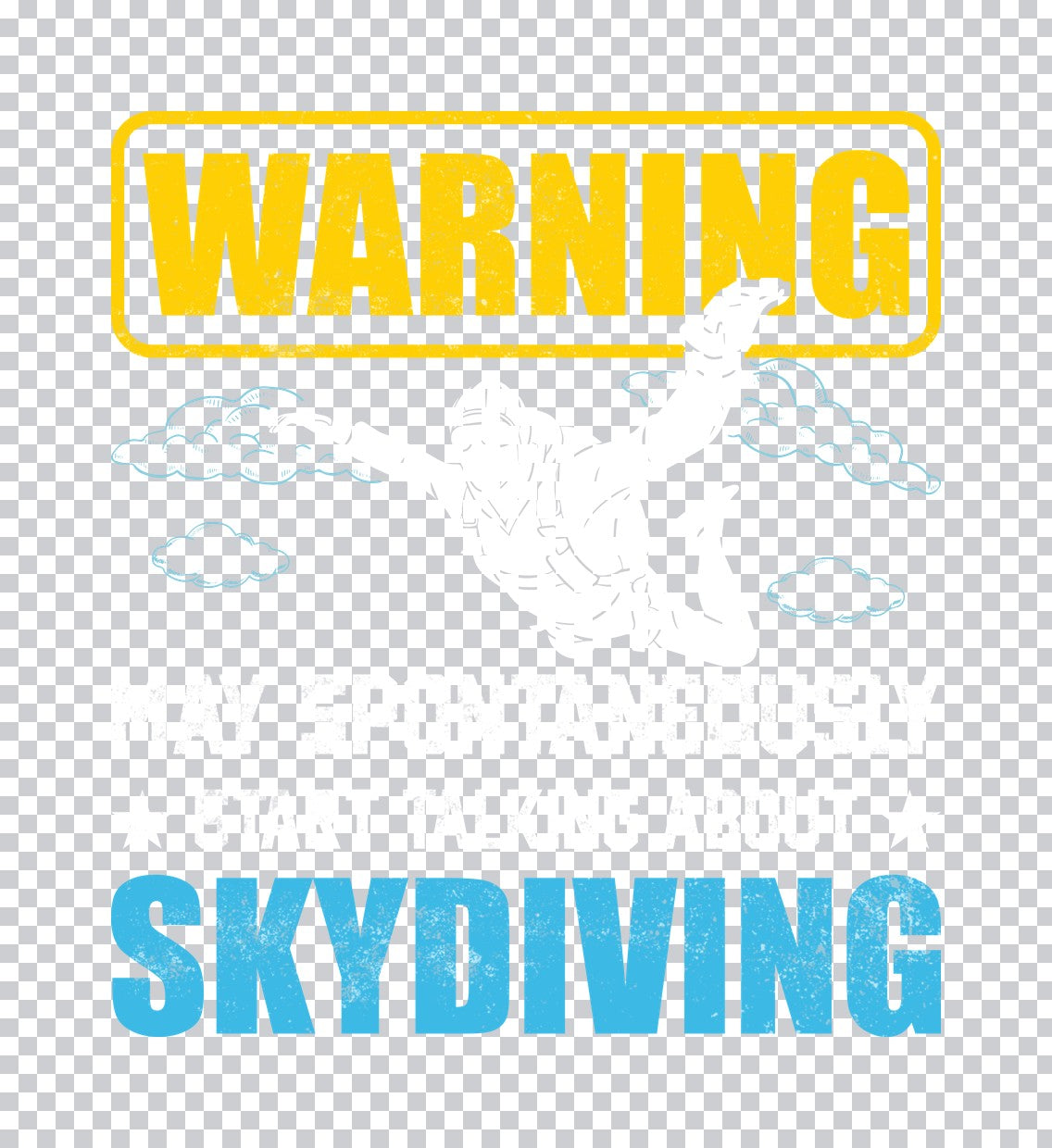 Warning Skydiving Text Graphic DTF Transfer