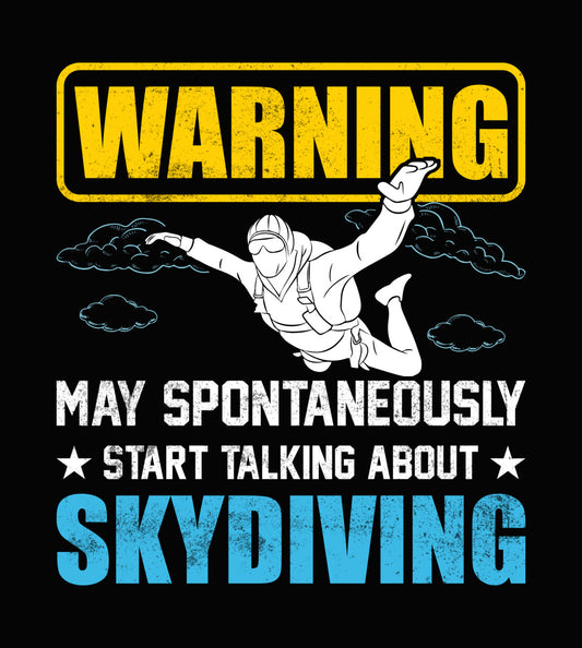 Warning Skydiving Text Graphic DTF Transfer