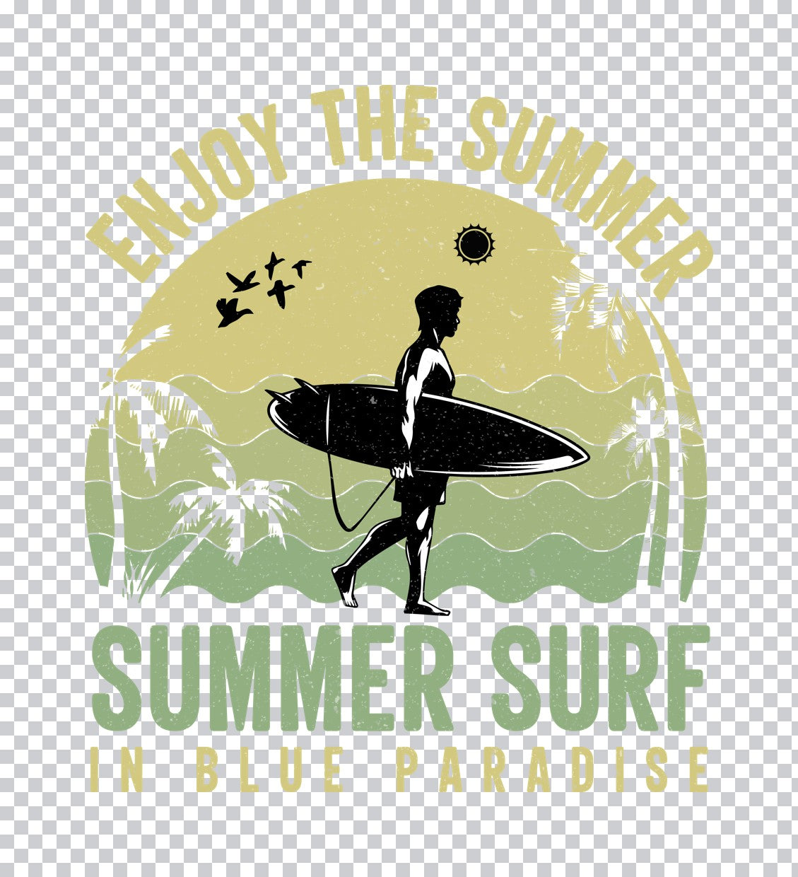 Summer Surf Blue Paradise DTF Transfer