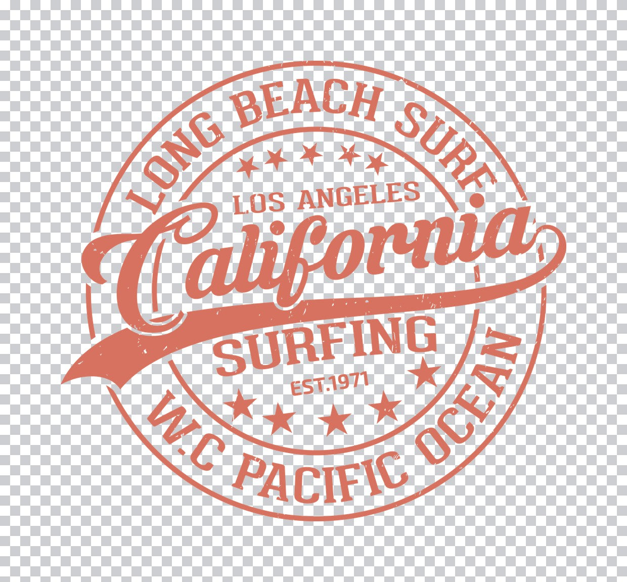 Vintage California Surfing DTF Transfer