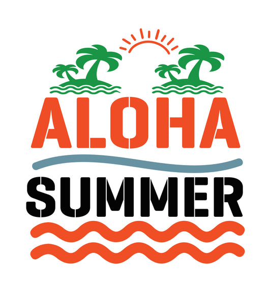 Aloha Summer Tropical Scene DTF Transfer