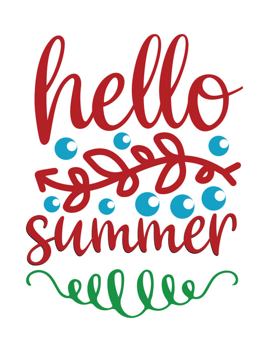 Hello Summer Floral Script DTF Transfer
