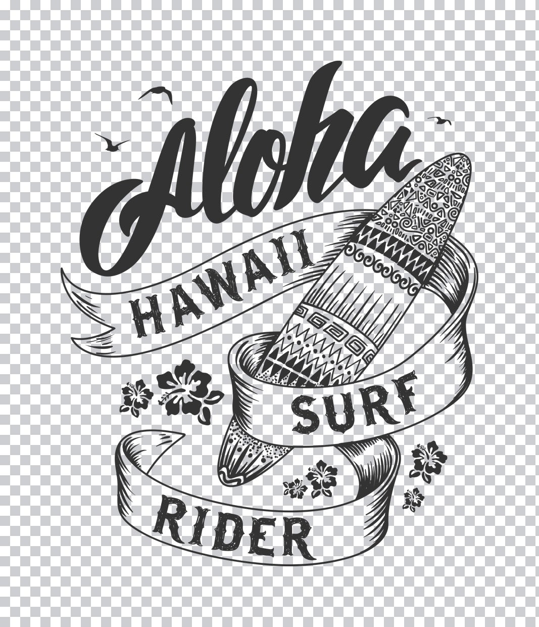 Aloha Hawaii Surf Rider DTF Transfer