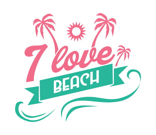 I Love Beach Palm Tree DTF Transfer