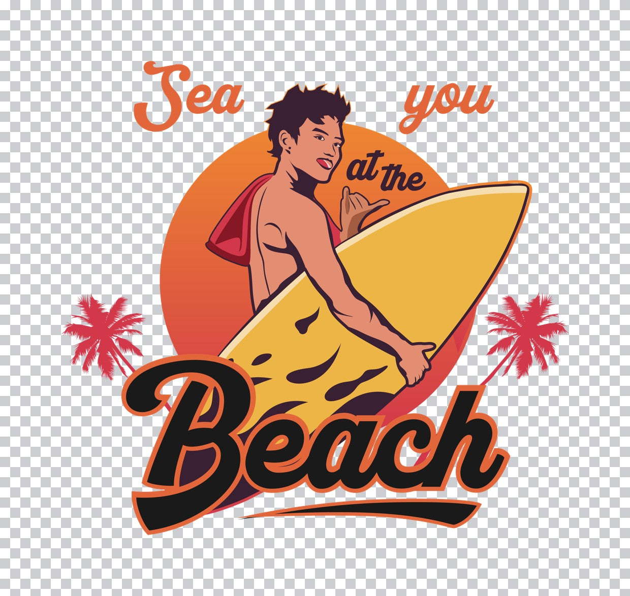 Sea You at the Beach Surfer DTF Transfer
