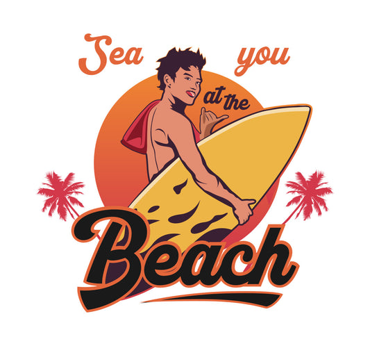Sea You at the Beach Surfer DTF Transfer