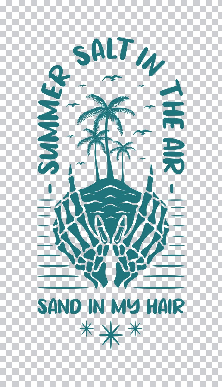 Skeleton Hands Summer Beach DTF Transfer