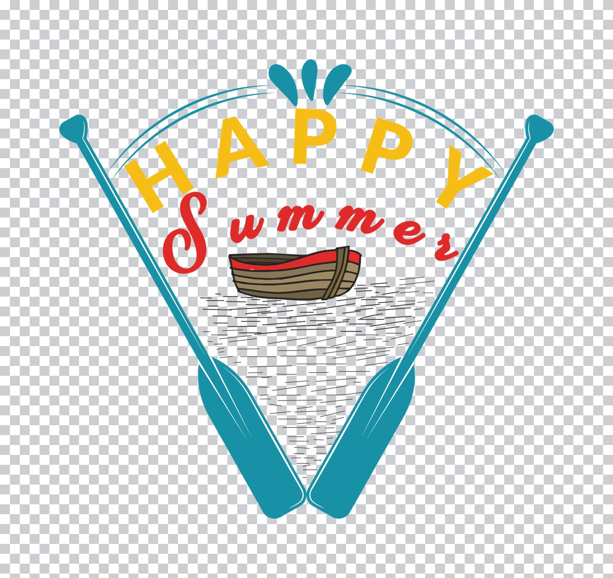 Happy Summer Boat and Oars DTF Transfer