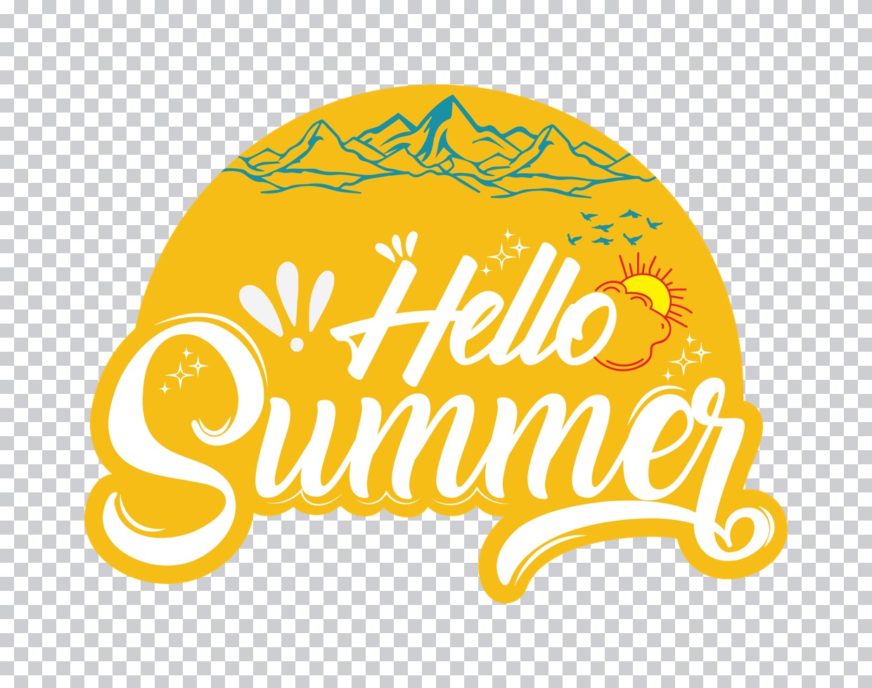Hello Summer Mountain Landscape DTF Transfer