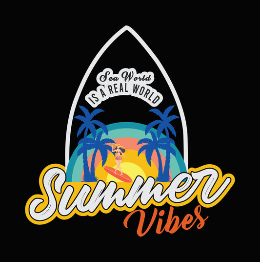 Summer Vibes Surfboard Graphic DTF Transfer