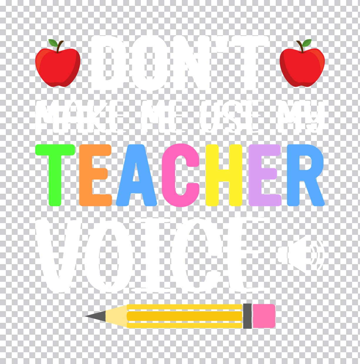 Colorful Teacher Pencil Apples DTF Transfer