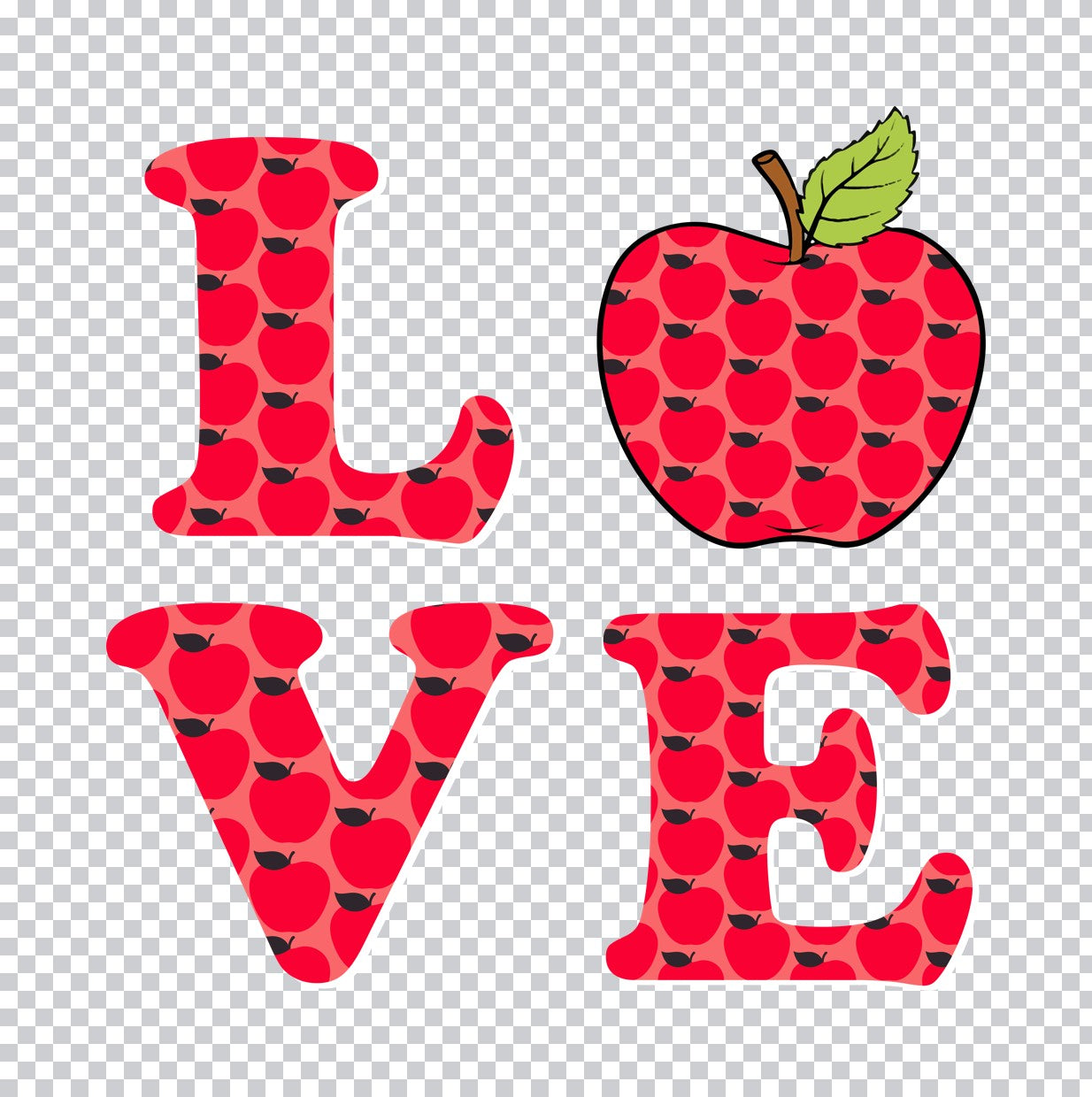 Love Apple Pattern Teacher DTF Transfer