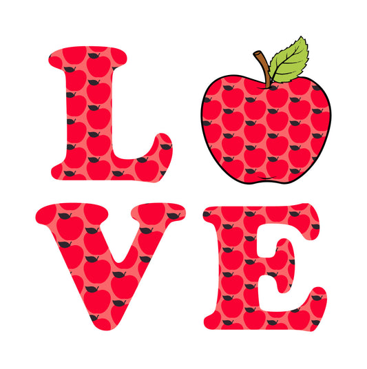 Love Apple Pattern Teacher DTF Transfer