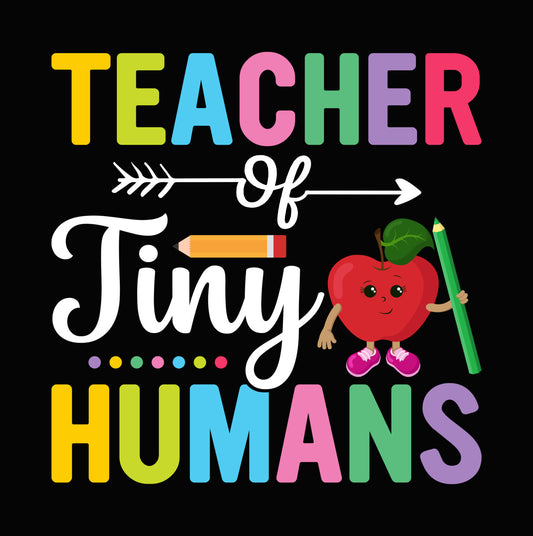 Teacher Humans Colorful Apple DTF Transfer