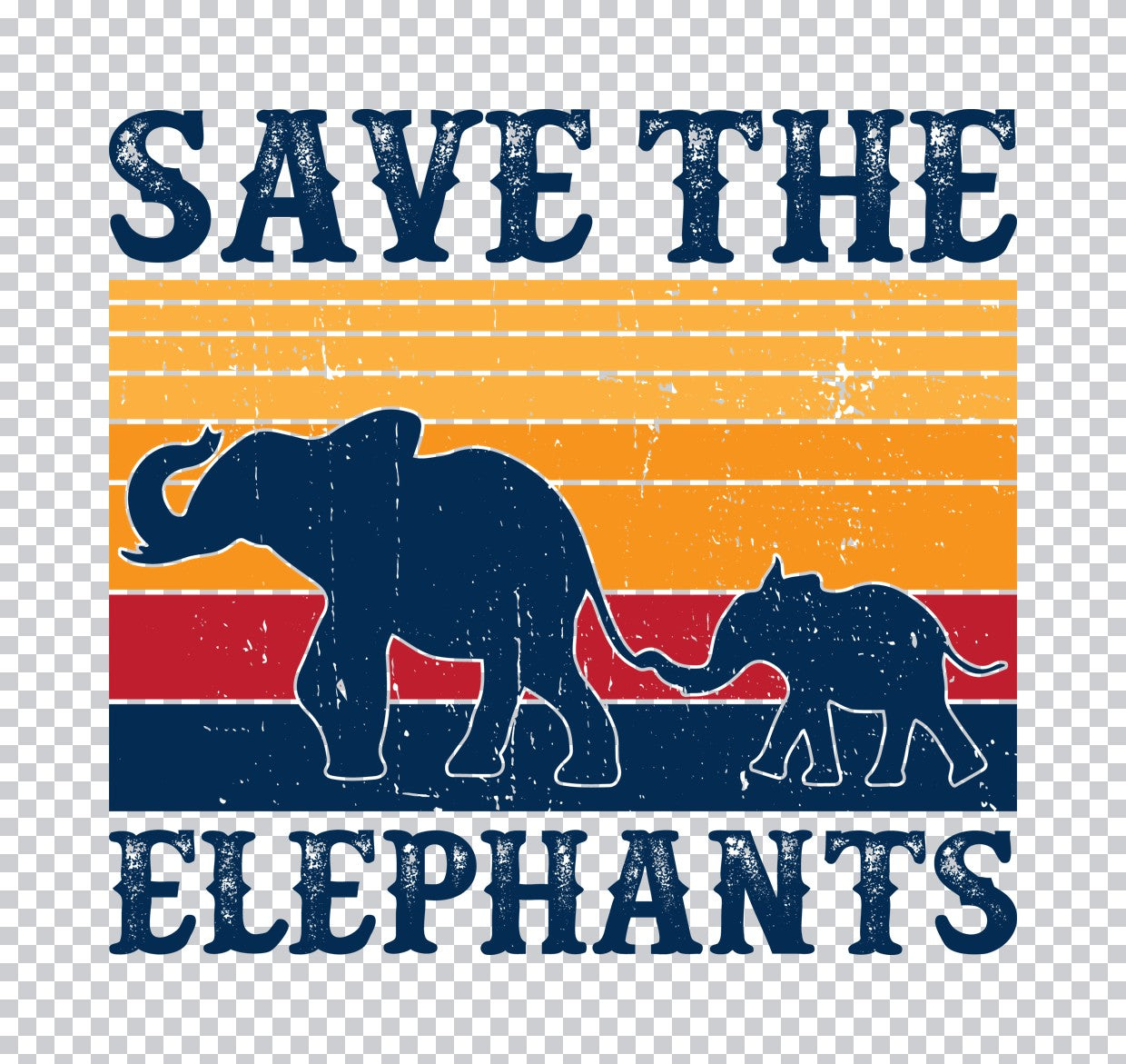 Save The Elephants Sunset DTF Transfer