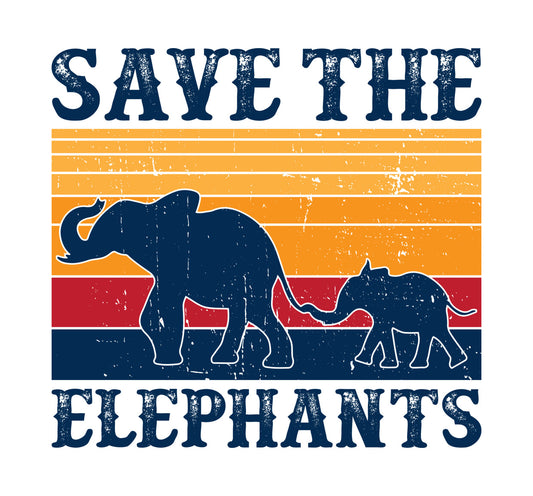 Save The Elephants Sunset DTF Transfer