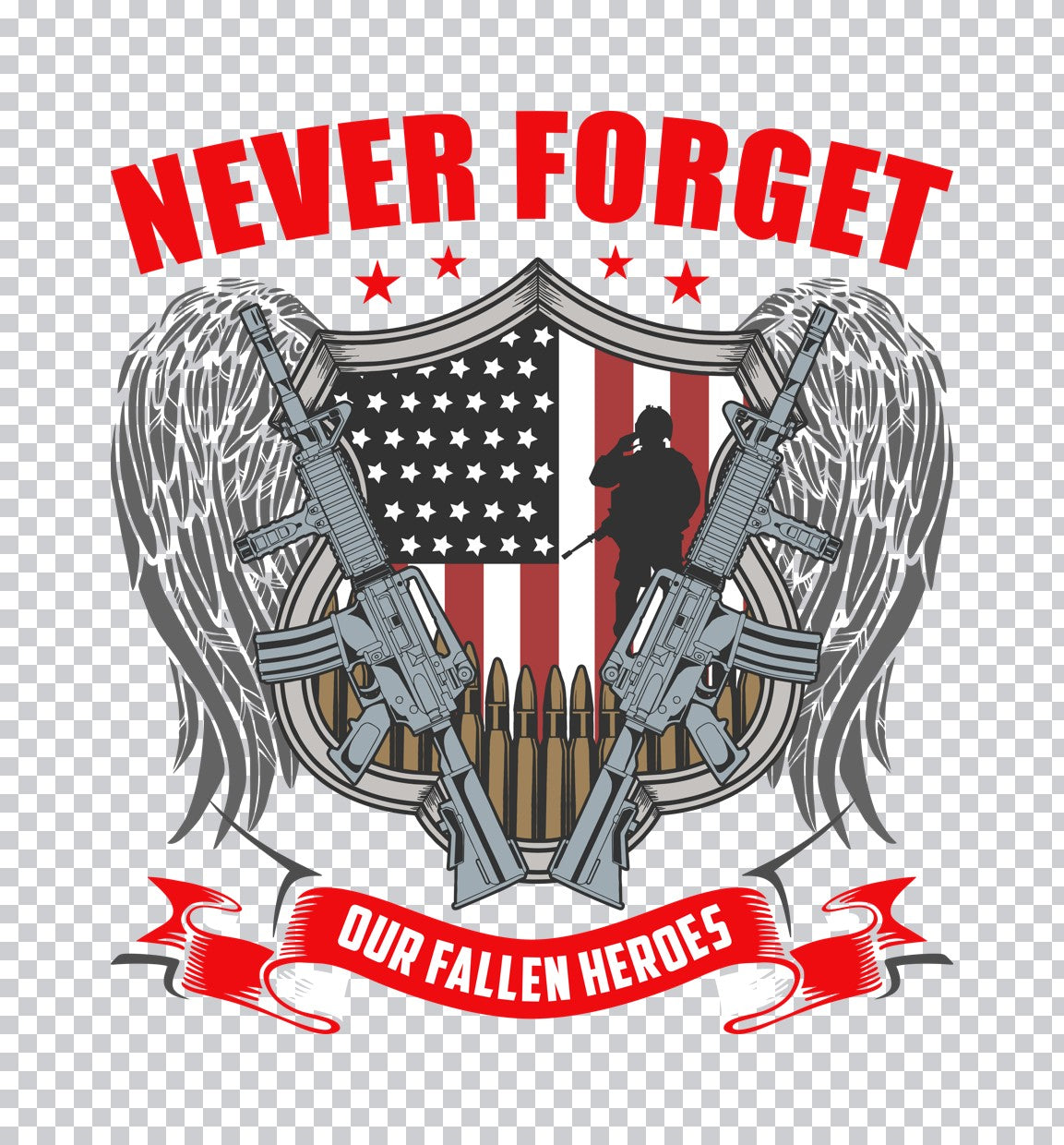 Never Forget Fallen Heroes DTF Transfer