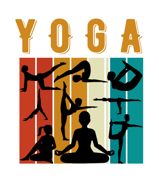 Vintage Retro Yoga Poses DTF Transfer