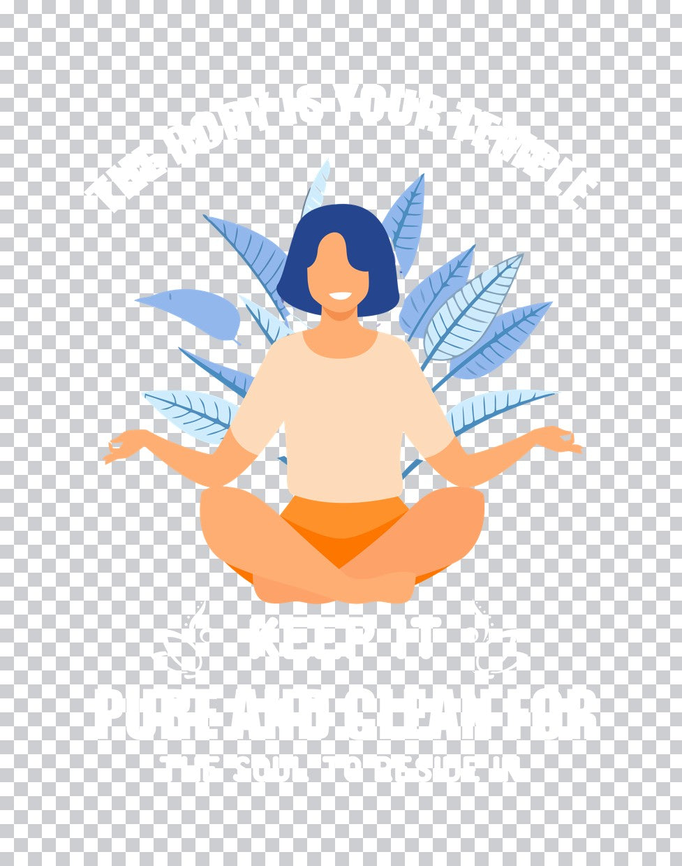 Meditation Girl With Leaves DTF Transfer