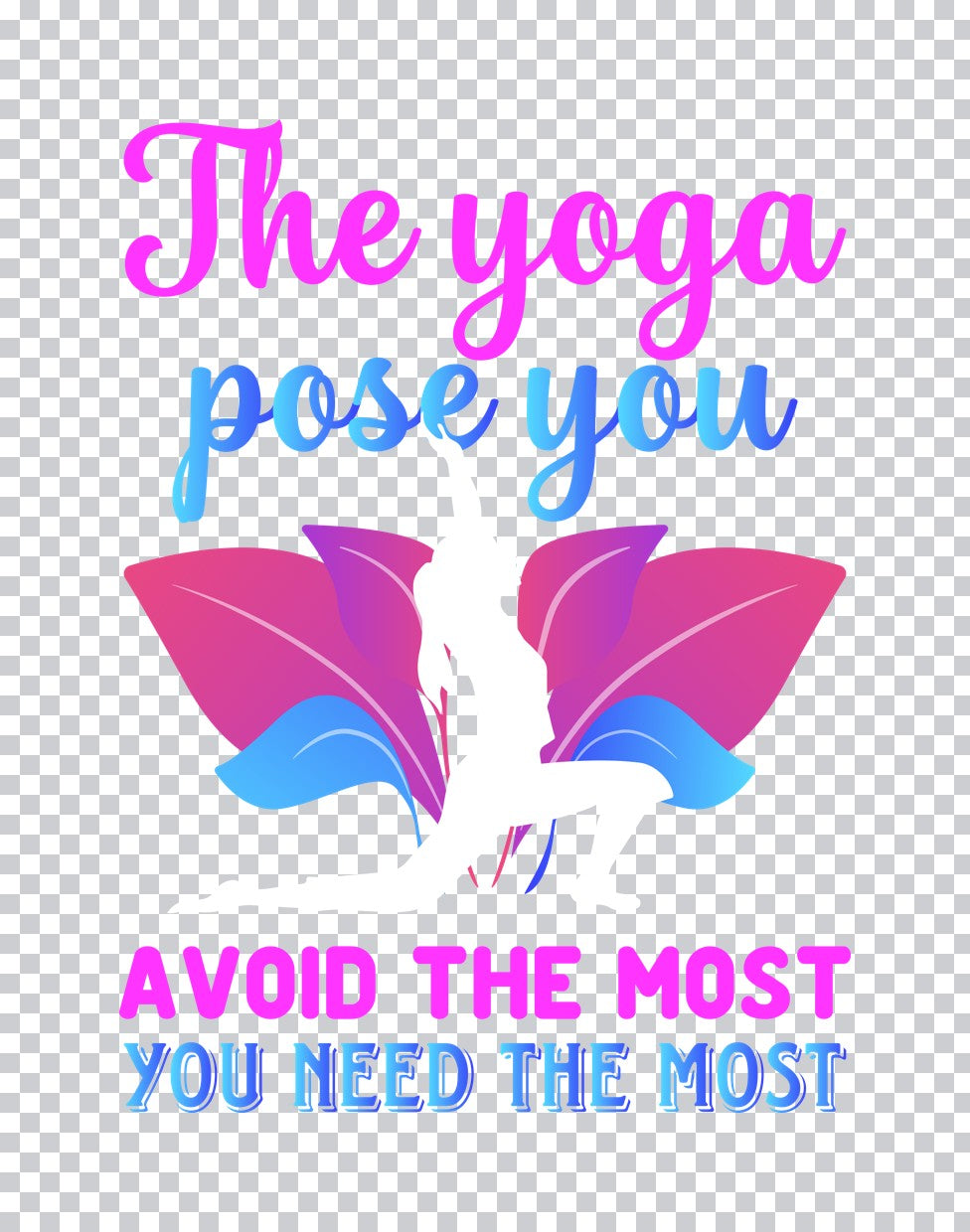 Yoga Pose Gradient Leaves DTF Transfer